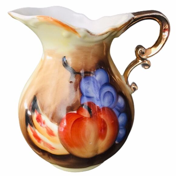 Vintage Hand Painted Grape Banana Apple Pitcher - Picture 1 of 8